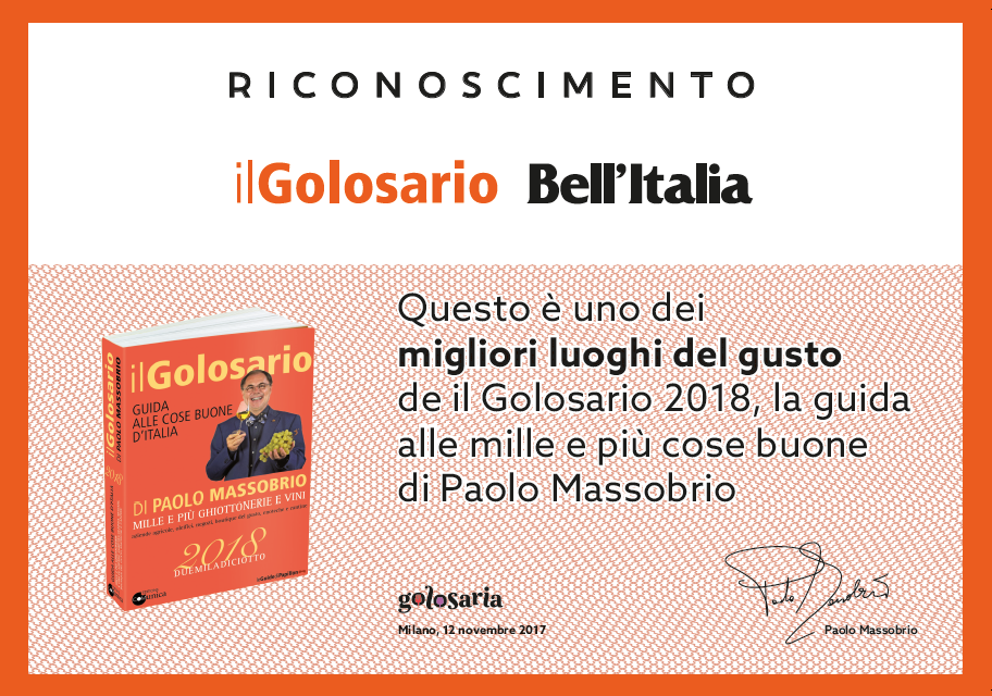 Questo è uno dei migliori luoghi del gusto de il Golosario 2018, la guida alle mille e più cose buone di Paolo Massobrio.