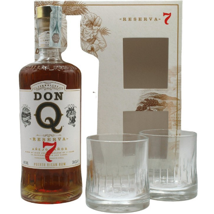 Rum Don Q Reserva 7 Añejo + 2 bicchieri - Vino Vino dal 1921