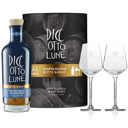 Confezione Diciotto Lune Riserva Botte Whisky 50 cl + 2 bicchieri